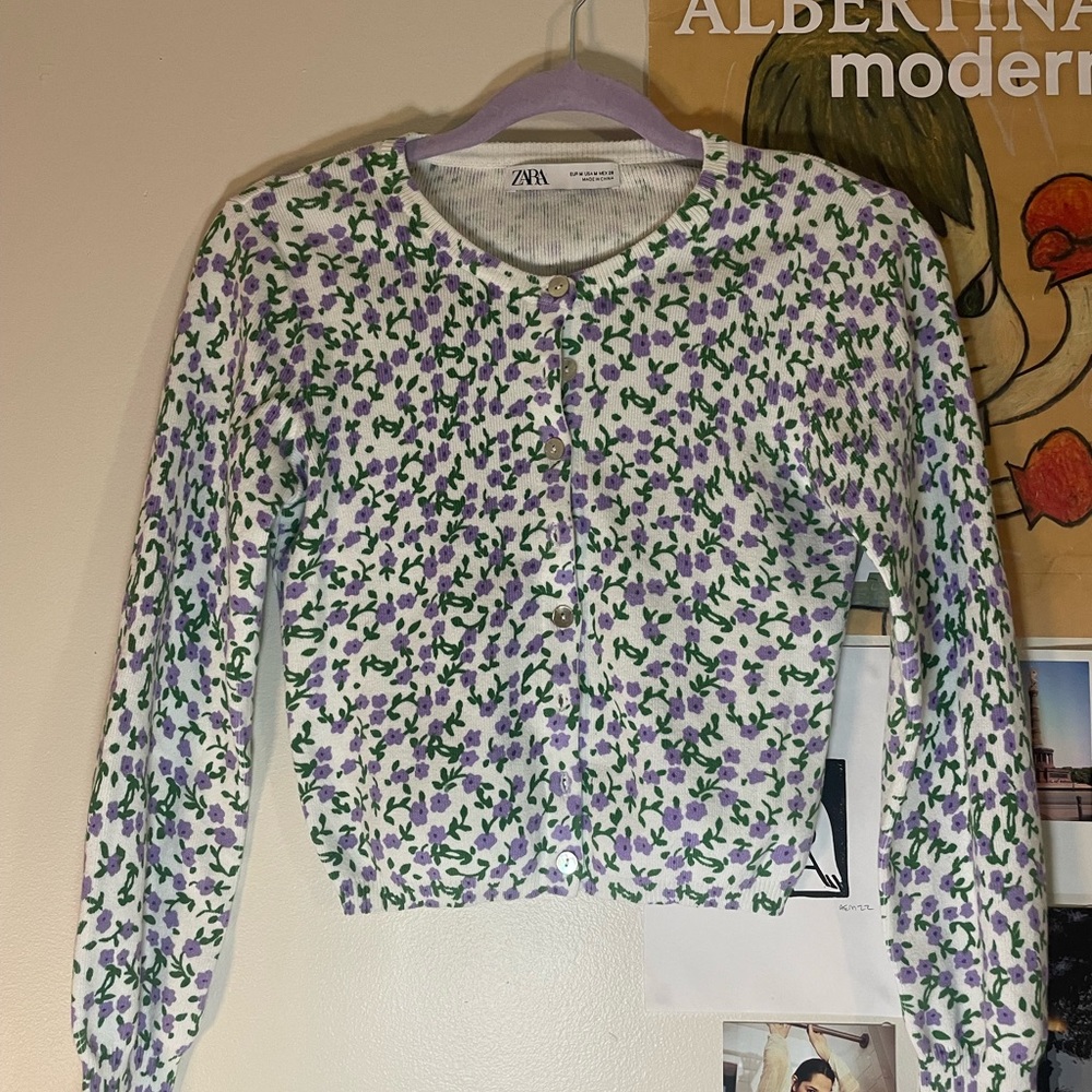 Zara purple flowers cardigan